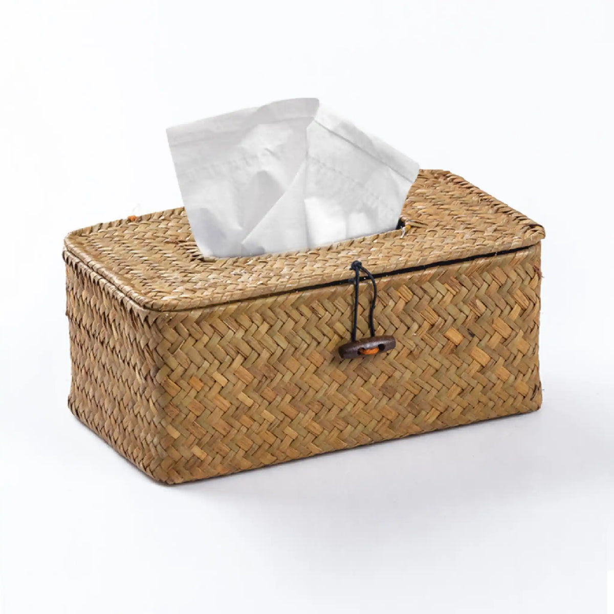 Handwoven rectangular rattan tissue box cover